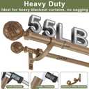 Double Curtain Rods 72 to 144 Inches(6-12feet) for Window, Adjustable Telescoping Drapery Rod with Aluminum Alloy Brackets, 1 Inch Diameter Front, 5/8 Inch Diameter Back Pipe, Brown Woodgrain