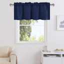 DWCN Kitchen Valance Curtains for Living Room, Rod Pocket Solid Short Topper, Bathroom/Basement Curtain for Window Treatment, 1 Panel, 42 X 12 Inch, Navy Blue