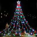 BlcTec Outdoor Christmas Lights 344 LED Christmas Star Lights with 9 Strands 11.9ft Waterfall Tree Lights, 8 Modes, Waterproof & Timer for Garden Yard Patio Outdoor Xmas DecorationsRed Green White