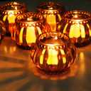 Woho Amber Tealight Candle Holder Set of 6, Tea Lights Candle Holder for Wedding Table, Glass Candle Holders Bulk for Home Decor