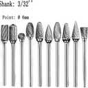 Luo ke 10 Pcs 6 x 2.35 mm Aluminum Cutting Burr, 3/32 Inch Shank Carbide Burr Bits For Rotary Tool Include Dremel