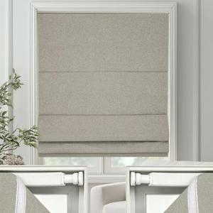 Changshade No Drill Roman Shades Cordless Blinds Blackout for Indoor Windows, Room Darkening Black Out Tension Rod No Hardware No Tools Inside Mount, Shade Size 30 Inches Wide 50 Inches High, Beige