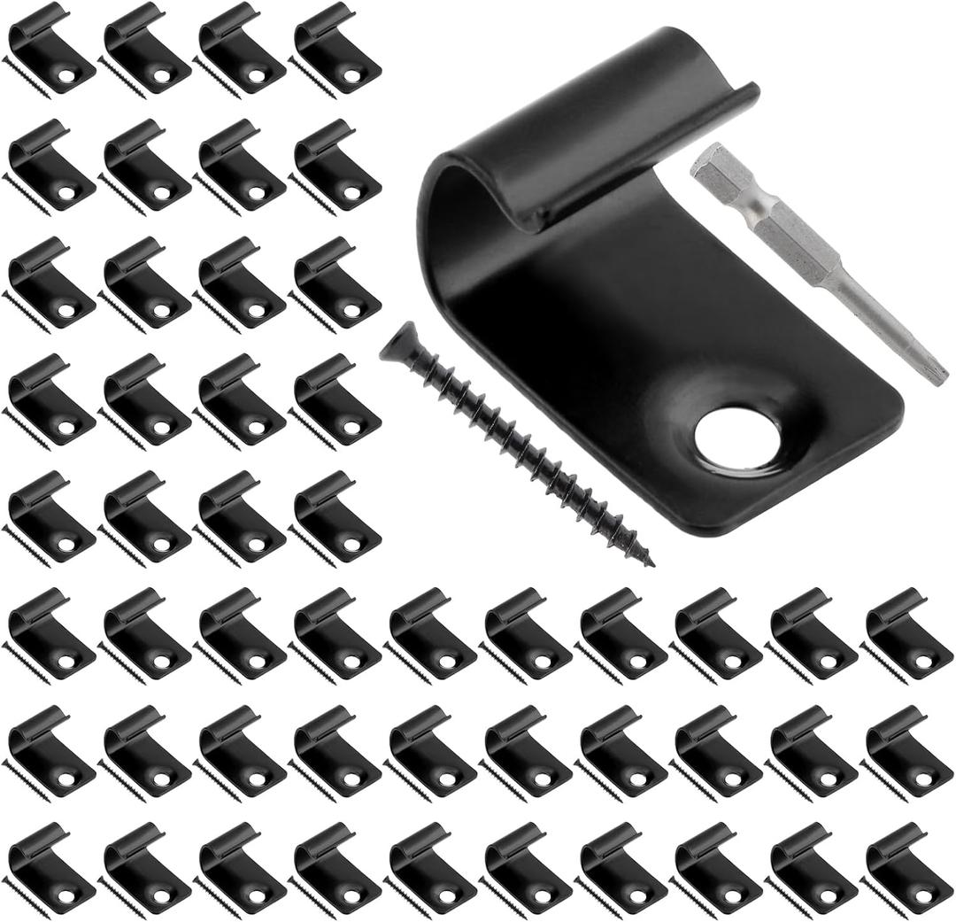 Hidden Deck Fasteners for Composite Decking | 100-Piece Set (50 Clips, 50 Screws, Star Bit) | Secure Install for Grooved/Perimeter Decks | Ideal for DIY Enthusiasts & Pros (Black)