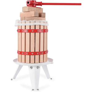 YUDA Upgraded 1.6 Gallon (6L) Manual Fruit Wine Press with 8 Blocks 100% Nature Oak, Cider Apple Grape Berries Crusher Juice Maker
