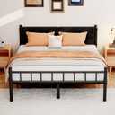 Metal Bed Frame,14Inch Full Bed Frame with Headboard,Heavy Duty Sturdy Mattress Foundation,Easy Assembly,No Box Spring Needed,Black Full Size