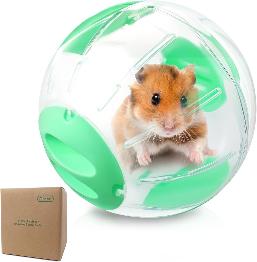 Hamster Exercise Ball, 7.9 Inch Syrian Hamster Ball, Transparent, Large Ball with Four entrances (Green)