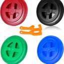 4 Pieces 5 Gallon Bucket Lid with Bucket Lid Opener,Plastic Storage Bucket Leak-Proof Screw Seal Lids,Pet Food Storage Container Lid for Home Paint Storage Buckets (Black/Red/Blue/Green)