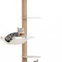 Floor to Ceiling Cat Tree for Large Cats, 76-108in Height Adjustable 5-Tier Wood Cat Tower, Cats Activity Center with Plush Hammock & Jute Rope Scratching Posts for Indoor Cats