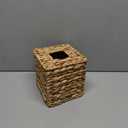 Water Hyacinth Handwoven Tissue Box Cover, Natural Handmade Wicker Napkin Box Holder, Handcrafted Square Facial Tissue, Rustic Decorative on Table and Bathroom, Office, Boho Decorative
