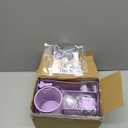 Purple Mesh Desk Organizer and Accessories, Purple Office Supplies 7 Compartments Desk Organizer with Stapler, Tape Dispenser, 1000 Staples, Pen Holder, Staple Remover, Clips, Ruler, Scissors