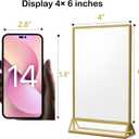 4x6 Acrylic Sign Holders 8 Pack Gold Table Number Holder for Wedding Picture Frame Double Sided Table Menu Stands with Vertical Stand, Photos and Art Display