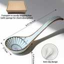 6PCS Asian Ceramic Soup Spoons, with Long Handle and Deep Bottom, for Ramen, Wonton, Dumpling, Noodle