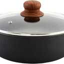 IMUSA USA Black 4.4Qt Stone Caldero with Woodlook Handles and Knob, 4.4 Quart