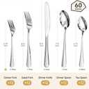 Silverware Set for 12, 60 Piece Heavy Duty 18/10 Stainless Steel Flatware Set, Mirror Polished Cutlery Utensils with Knives Forks & Spoons, Dishwasher Safe - HIKAA