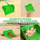 4-in-1 Chicken Manure Scoop, Coop Cleaner Tool for Scoop Sift Rake Level, Lightweight Durable for Chicken Coop Cleaning, Sand Sifting, Poultry Farming & Waste Management(Single Unit, Green)