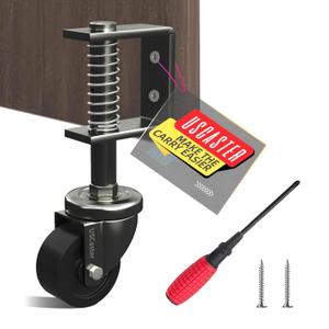 1 Pack Gate Caster 2inch Wheel for Wooden Gates - 80lbs Capacity, 360 Rotation, Solid Rubber Tire, Spring-Loaded, Black