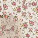 Farmhouse Cotton Linen Tier Curtain 15.7 Inch Long Elegant Floral Lace Window Valance Kitchen Bathroom Short Curtain, 1 Panel, Blooming Roses on Beige
