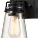 Globe Electric 60000174 1-Light Dusk to Dawn Outdoor Wall Sconce, Matte Black, Clear Glass Shade, E26 Bulb, Weather Resistant