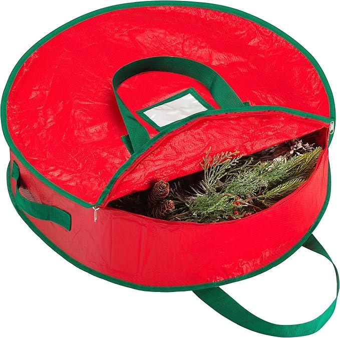 Handy Laundry, Christmas Wreath Storage Bag - Durable, Tarp Material, Zipper, Sturdy Carry Handles, Pest Protection - Ideal Home, Garage Organization for Seasonal Holiday Wreath Decorations. (30")