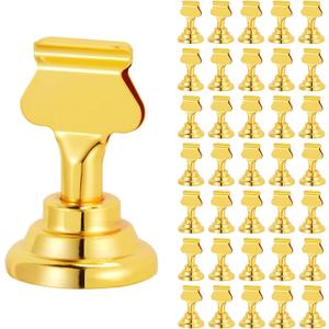 ERYTLLY 36 PK Place Card Holders 1.7 inches Table Card Holder Steel Card Holders for Weddings,Birthdays,Photos, Memo Notes, Restaurants (Gold 36PK)
