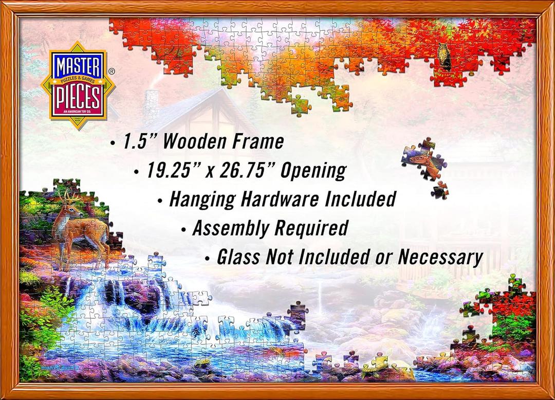 Masterpieces Puzzle Frame - Natural Wood 1000 Piece Puzzle Frame, Easel Back - Unisex Adult (19.25" x 26.75")
