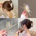 6 Pcs Hair Claw Clips for Women, Large Strong Metal Butterfly Hair Clips Flower Hair Clips for Women Thick Hair