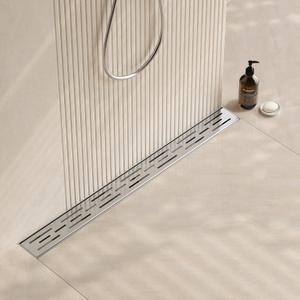 Neodrain 28 Inch Rectangular Linear Shower Drain with Brick Pattern Grate, Brushed 304 Stainless Steel Bathroom Floor Drain, Shower Floor Drain Includes Adjustable Leveling Feet, Hair Strainer