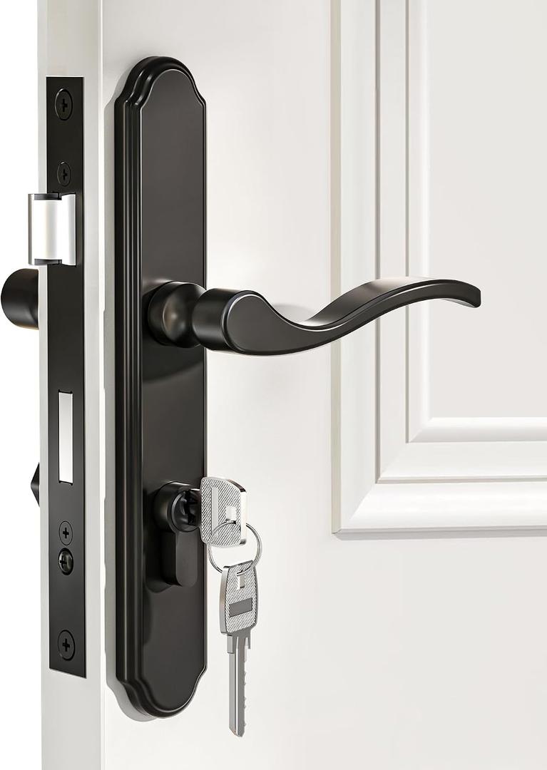 Storm Door Handle Complete SetStorm Door Handle Replacement Part with Lock Cylinder and Key, Fits for Screen and Storm Doors, 2-1/2" Handle PZ, Matte Black