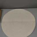 Floroom 15 Inch Round Braided Placemats Set of 4, Washable Heat Resistant Cotton Polyester Circle Place Mats for Kitchen Dining Table - Ivory Cream