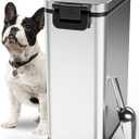 Courpal Stainless Steel Dog Food Storage Container - 20 LB / 15 LB Dry Pet Food Container with Lids Airtight for Cat Dog Bird - 15L / 4 Gal Stackable Metal Large Sealed Animal Food Bin with Scoop