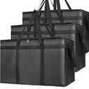 Bodaon 3-Pack Insulated Food Delivery Bag, XXXL Pizza Cooler Bags, Rideshare Delivery Bag, Thermal Cold/Hot Styrofoam Carrier for Catering/Shopping/Travel/Car, Warmer/Frozen (XXX-Large (without Hard Bottom), Black)
