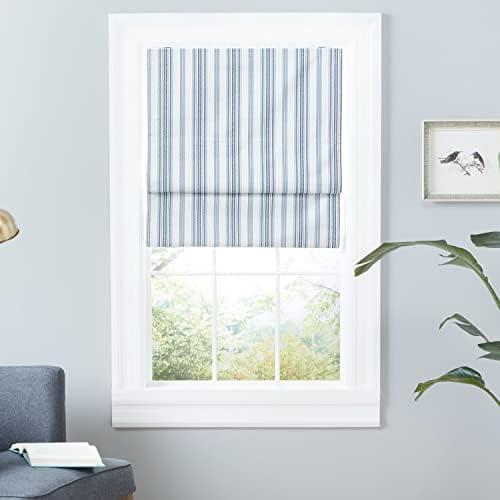 Exclusive Home Ricardo Total Blackout Roman Shade, 27"x64", Blue