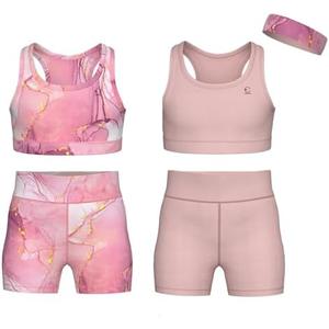 Essenclo Girls Clothing Athletic Sets Sleeveless Crop Tank Tops & Bike Shorts Cheer, Gymnastics, Volleyball Size 9-10 (1 Piece)