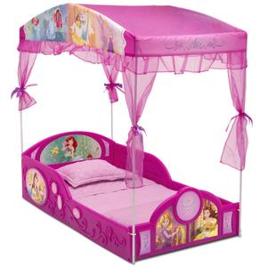 Delta Children - Disney Princess Plastic Sleep and Play Toddler Bed with Canopy, Pink