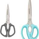 Farberware Comfort Grip Kitchen Scissors, 2 Pack, Aqua and Gray