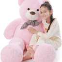 Poutmac Big Pink Teddy Bear 4Ft Giant Stuffed Animal Plush Toy for Girlfriend Women Kids for Valentines Christmas Birthday