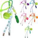 Nosiny 6 Pcs Tennis Ball Keychain Cute Tennis Racket Key Rings with Striped Lanyard 7.1in Sporty Bag Charm Backpack Pendant Gift for Men Women Sports Lover Players Team