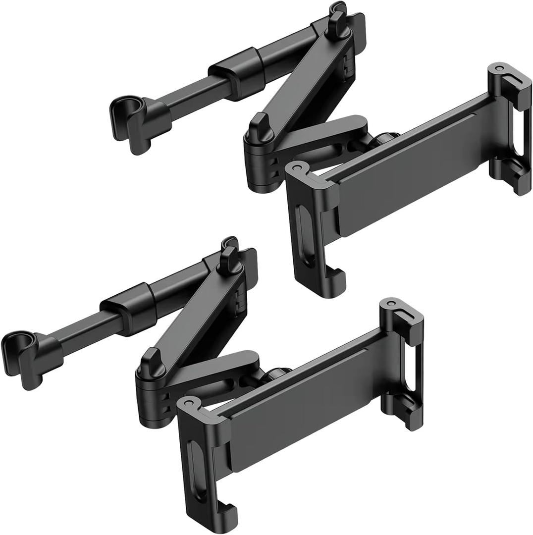 najiaxiaowu 2 Pack Tablet Holder for Car, ipad Headrest Mount for 5.5-18.4 Inch Tablet/ ipad/ Phones Car Tablet Holder with 360°Rotating Adjustable Trip Essentials, Black