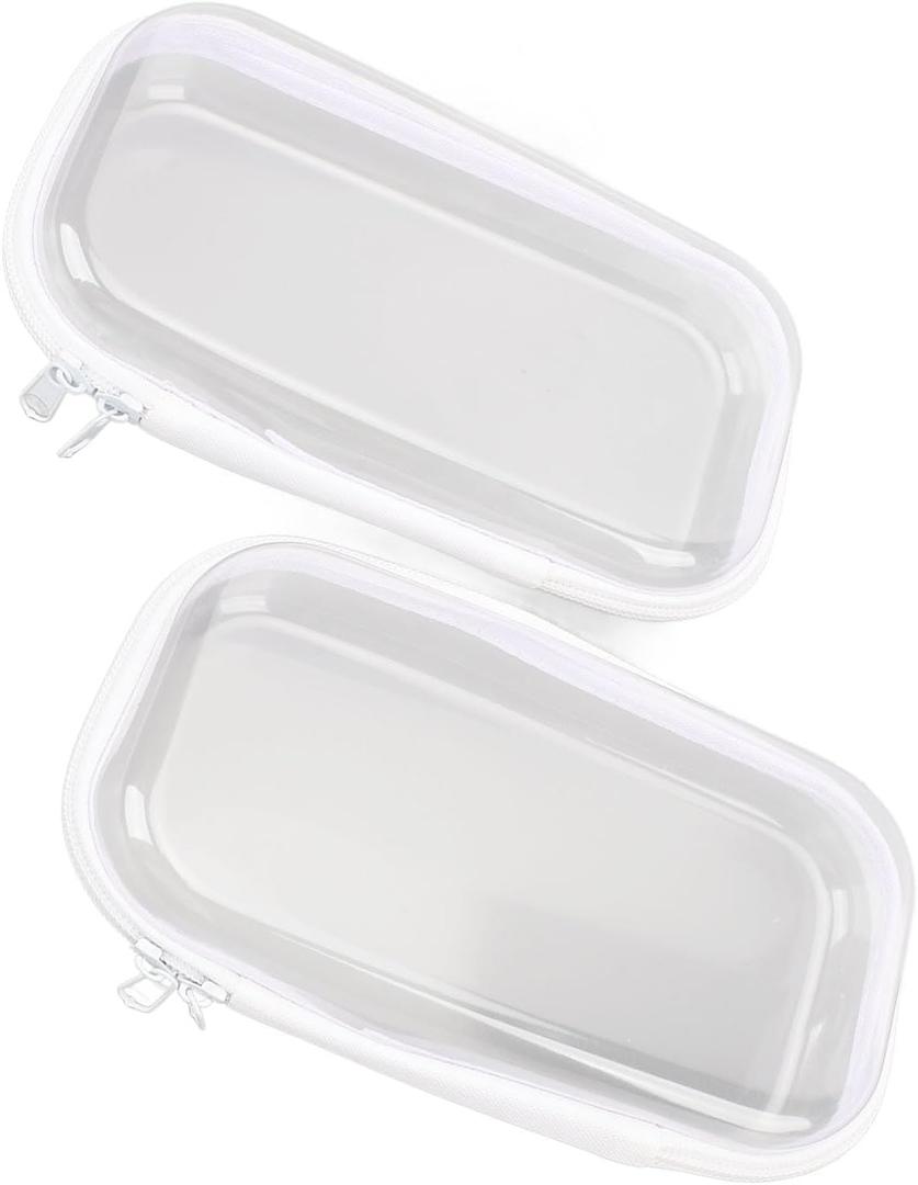 Clear Hard Sided Plastic Zipper Case Organizer Bin for Toy Storage 2 Pack