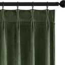 MIULEE Olive Green Velvet Curtains 108 inches Long, Pinch Pleated Blackout Drapes with Hooks, Thermal Insulated Pinch Pleat Panels for Bedroom Living Room, 2 Panels