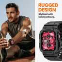 AmBand E1 Sport Case Band for Apple Watch Ultra 3/2/1 & SE 3/2/1 & Series 11 10 9 8 7 6 5 4 3 49mm 46mm 45mm 44mm 42mm 41mm 40mm 38mm, Shockproof & Scratch Resistant Rugged Bumper for Men Women
