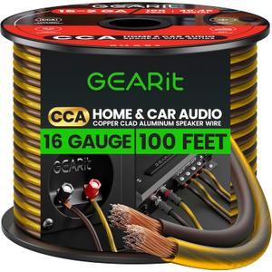GEARit Pro Series 16AWG Speaker Wire, 16 Gauge Speaker Wire Cable (100 Feet / 30 Meters) Great Use for Home Theater Speakers and Car Speakers, Transparent Black/Yellow