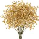 N&T NIETING 6Pcs Babys Breath Artificial Flowers,Real Touch Fake Gold Flowers Faux Flowers Bouquets for Vase Home Office Wedding Spring Winter Indoor Outdoor Centerpiece Table Decorations
