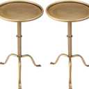 RattanView 2 Pcs Metal Martini Table Bronze Small Round Drink Table12.5 x 12.5 x 27.75 Inches Pedestal Iron Side Tables for Small Spaces Bedroom Living Room