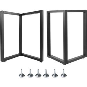 Lendpea Square Metal Table Legs Heavy Duty Desk Legs for Dinning/Computer/Work Table Industrial Furniture Legs Set of 2 28 Height 18" Wide (Matte Black-L)