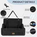 JOEJOY Dog Car Seat for Medium/Large Dogs - Reversible Dual-Sided Travel Dog Car Bed with Memory Foam, Washable Pet Booster Seat for Dogs up to 55 lbs or 2 Small Dogs, 2 Safety Leashes, Black