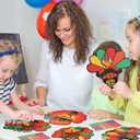 Soulchen 30 Set Glitter Mosaic Turkey Craft Thanksgiving Fall Turkey Craft Kit DIY Glitter Mosaic Ornament Make Your Own Autumn Crafts for Harvest Party Classroom Home Activities Gift Project