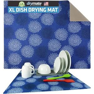 Drymate XL Dish Drying Mat, Oversized (19”x24”), Low-Profile, Super Absorbent, Quick Dry Fabric, Waterproof & Slip-Resistant, for Kitchen Counter, Trimmable, Easy to Clean (USA Made)(GoodBlue)