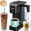 Tastyle Single Serve Coffee Maker with Built-in Detachable Milk Frother, Iced and Hot Coffee Machine for K Cup & Grounds, 40oz Removable Water Reservoir, 6 Cup Sizes, Fits 7.3" Travel Mug, Black