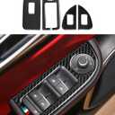 Car Window Lift Trim Switch Control Sticker Carbon Fiber Decal Trim Cover fits for Alfa Romeo Giulia 2016-2025 Accessories - Stelvio NOT FIT